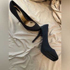 Colin Stuart Size 9 Black Satin Platform Stiletto Pumps